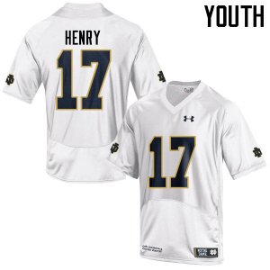 Notre Dame Fighting Irish Youth Nolan Henry #17 White Under Armour Authentic Stitched College NCAA Football Jersey LLH5799TR